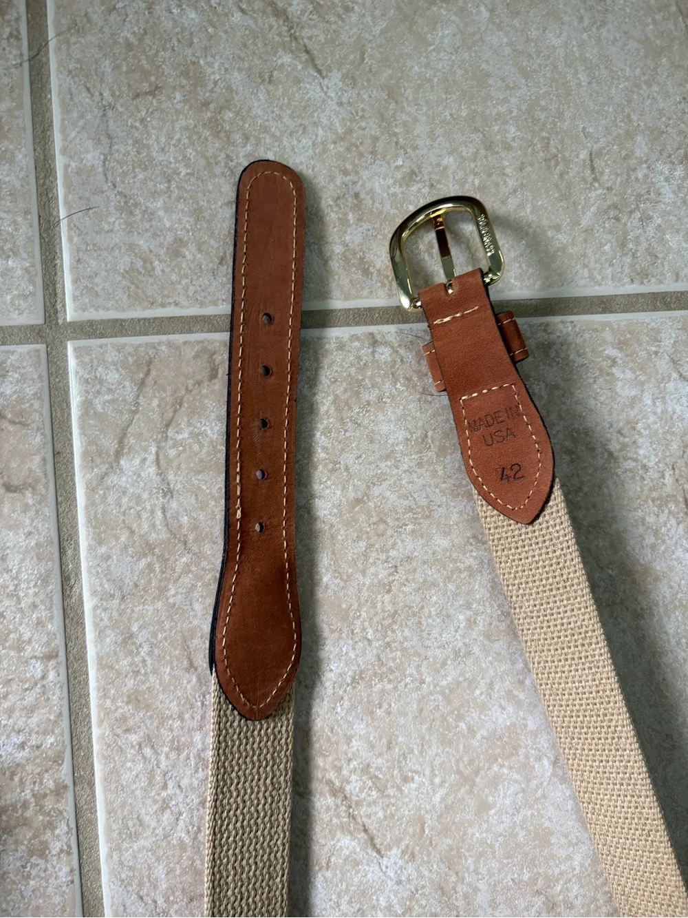 Zep-Pro canvas/leather belt w/an embroidered Palmetto tree and crescent moon 42